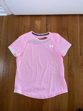 Under Armour HeatGear Fitted Top Pink Stripes Size Large Shirt